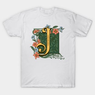 Art Nouveau Letter J, Ornamental Letter J, Art Deco T-Shirt